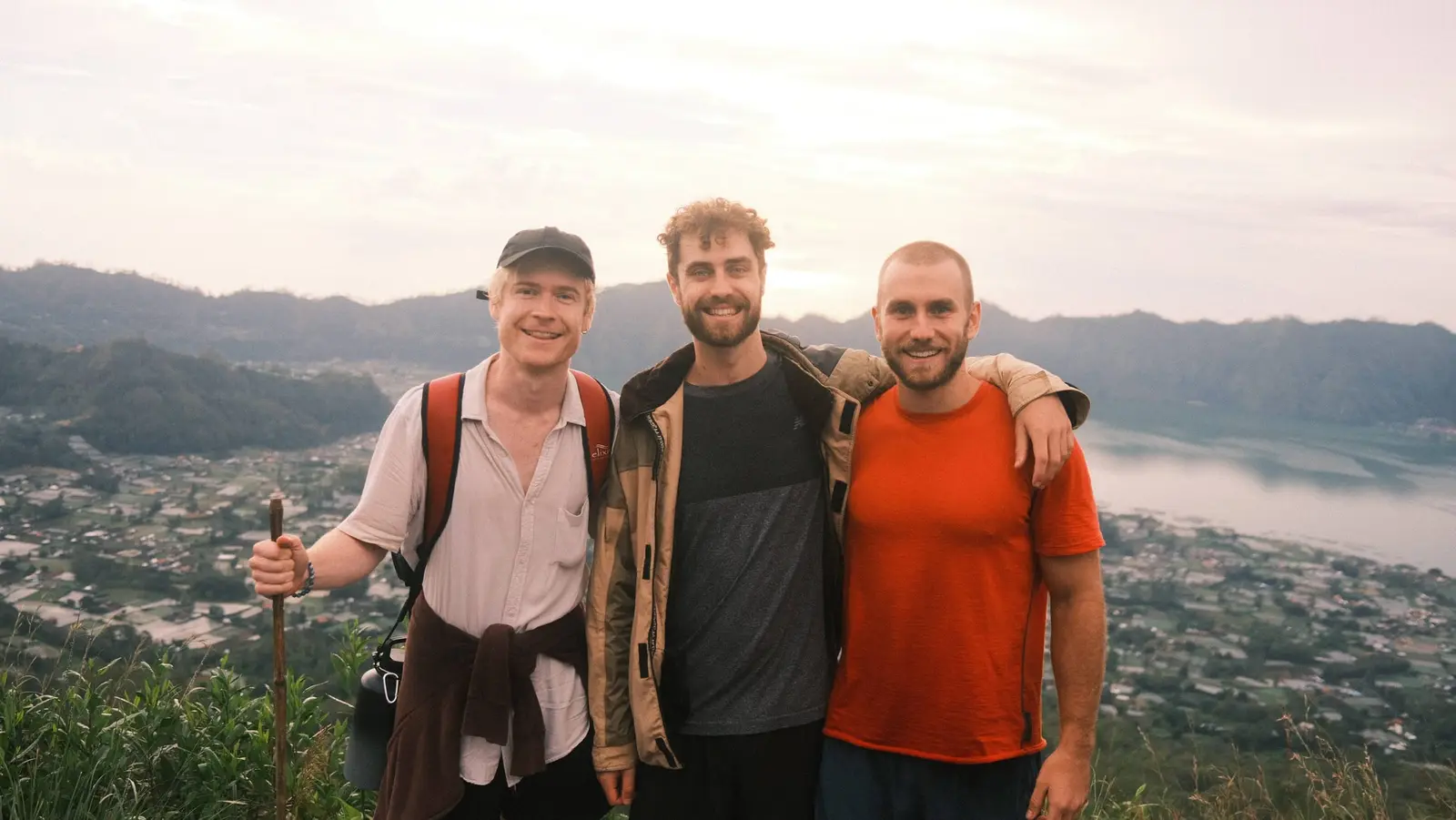 Three founders on the sunrise volcano hike in Bali