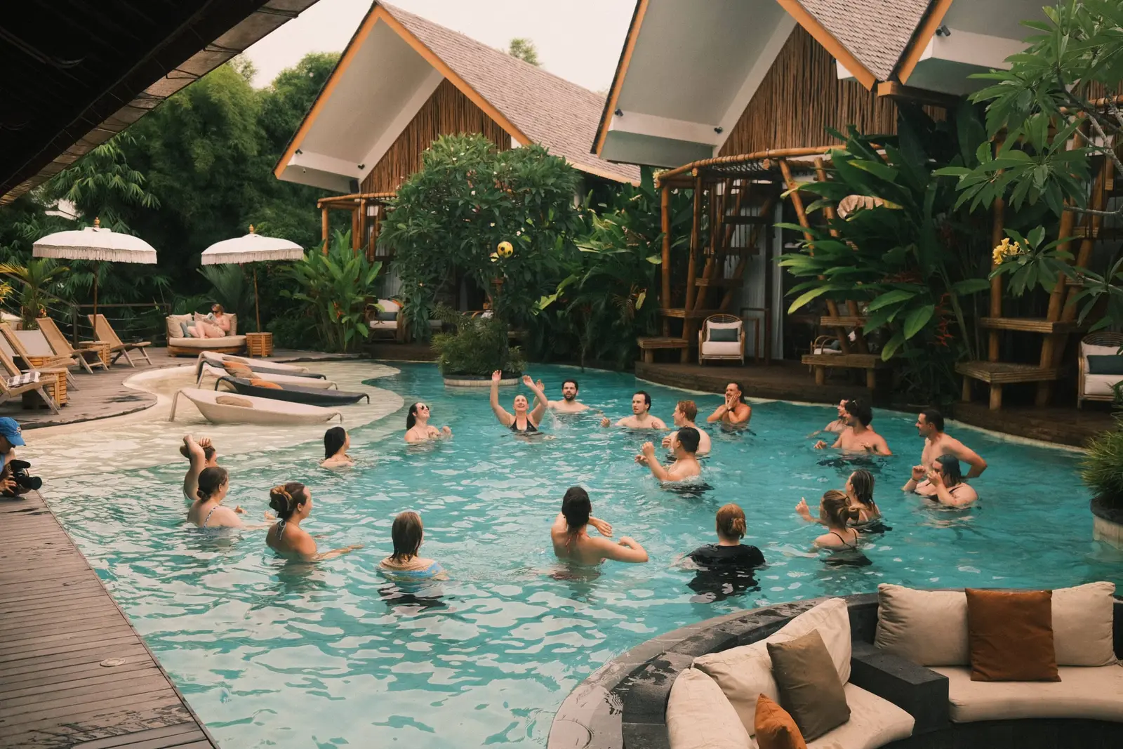 Founders in the villa pool